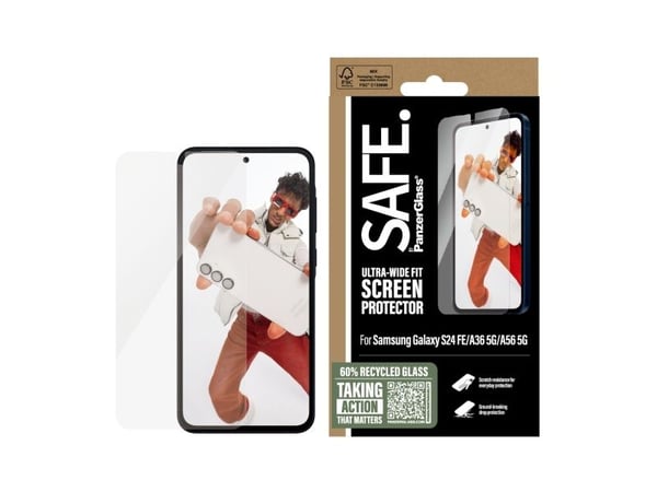 SAFE. by PanzerGlass - Skjermbeskyttelse for mobiltelefon - ultrabred passform - glass - for Samsung Galaxy A35, A55, S24 FE