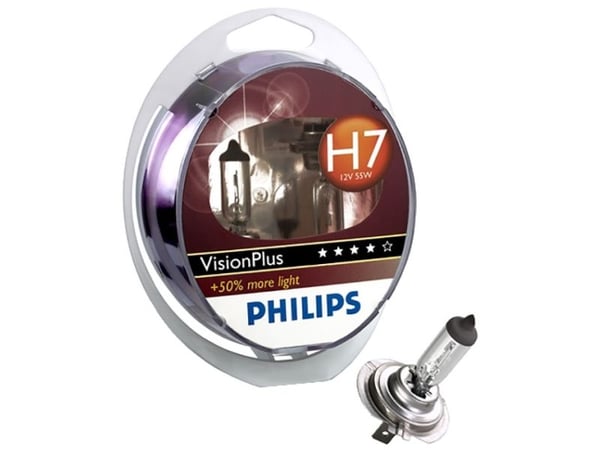 Philips VisionPlus 12972VPS2 Pære til frontlys, 55 W, 12 V, H7, Halogen, 3250 K, 2 stykker