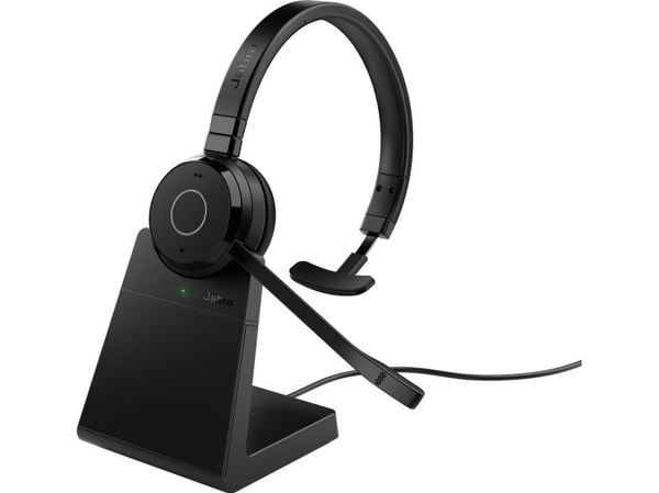 Jabra Evolve 65 TE Mono - Hodesett - on-ear - Bluetooth - trådløs - USB-A via Bluetooth-adapter - lydisolerende - UC-sertifisert