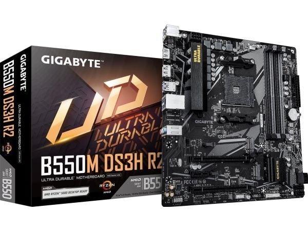 Gigabyte B550M DS3H R2 - Hovedkort - micro ATX - Socket AM4 - AMD B550 Chipset - USB 3.2 Gen 1 - Gigabit LAN - innbygd grafikk (CPU kreves) - HD-ly...