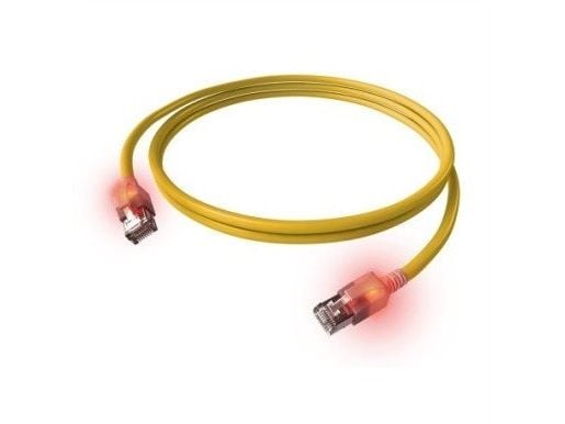Easylan CS1OYADADAD0075 RJ45 Nätverkskabel, patchkabel CAT 6A S/FTP 7,5 m Gul med LED 1 st