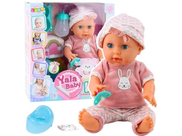 LeanToys babydocka rosa uppsättning med tillbehör som kissar ljud 35 cm LeanToys babydocka rosa uppsättning med tillbehör som kissar ljud 35 cm