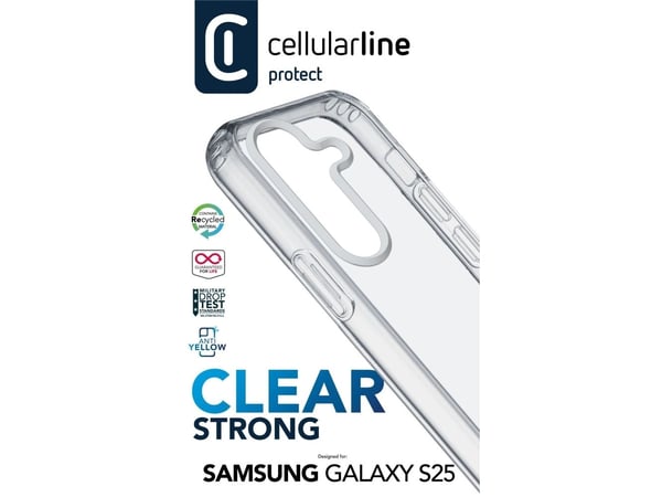 Cellular Line Clear Strong - Baksidedeksel for mobiltelefon - gummi - gjennomsiktig - for Samsung Galaxy S25