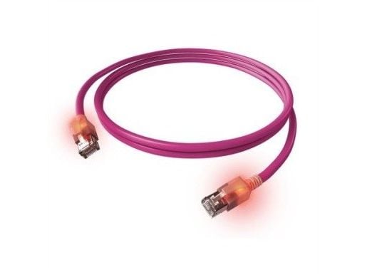 Easylan CS1OVADAD0030 RJ45 verkkokaapeli, patch-kaapeli CAT 6A S/FTP 3 m Violetti LEDillä 1 kpl 1 kpl