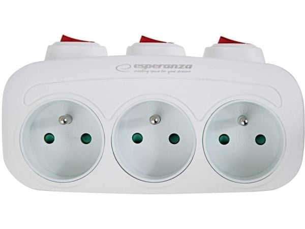 Esperanza ELK307W Electrical Splitter 3 sockets switch White Esperanza ELK307W Electrical Splitter 3 sockets switch White