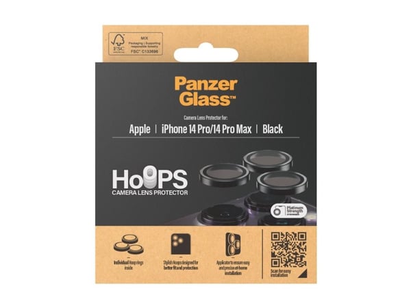 PanzerGlass - Linsebeskytter for mobiltelefon - svart - for Apple iPhone 14 Pro, 14 Pro Max