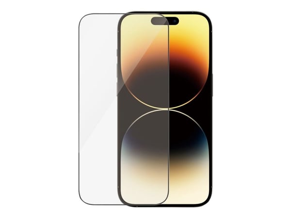 PanzerGlass - Skjermbeskyttelse for mobiltelefon - ultrabred passform - glass - rammefarge svart - for Apple iPhone 14 Pro