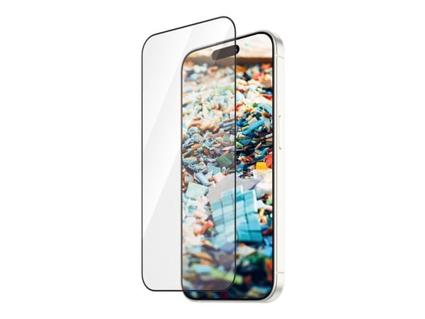 PanzerGlass Re:fresh - Skjermbeskyttelse for mobiltelefon - ultravid passform med EasyAligner - glass - rammefarge svart - for Apple iPhone 15 Pro