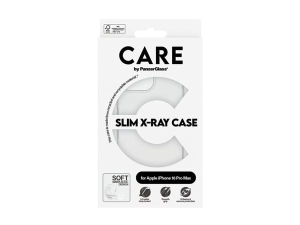 CARE by PanzerGlass X-Ray - Baksidesskydd för mobiltelefon - mjukt grundläggande - självreparerande TPU - transparent - för Apple iPhone 16 Pro Max