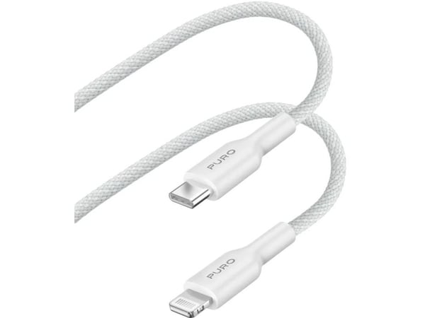 PURO PUCAPLTUSBCFABK4WHI, 1,2 m, USB C, Lightning, Hankjønn, Hankjønn, Hvit