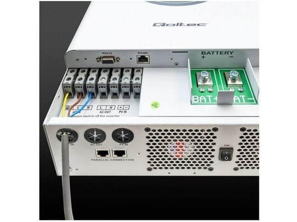 Qoltec - Strømomformer - 120A, BMS, LCD, MPPT, sinus - AC 220-230 V - 6200 watt - 6200 VA - RS-232, RS-485 - hvit, grønn