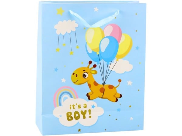 It's A Boy Giraffe Gavepose Blå 32 x 26 x 10 cm
