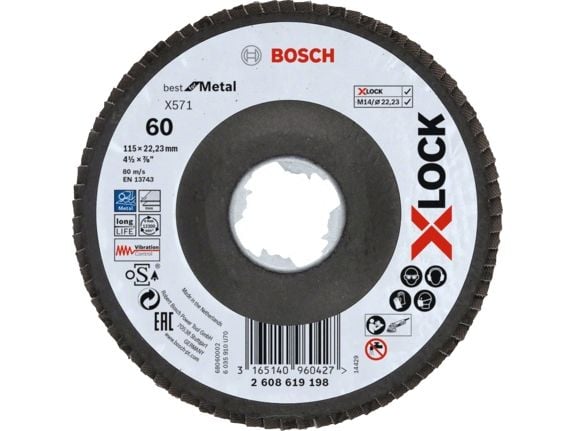 Bosch Best for Metal X571 - Klaffplate - for metall - 115 mm - X-LOCK - grovkorn: 60