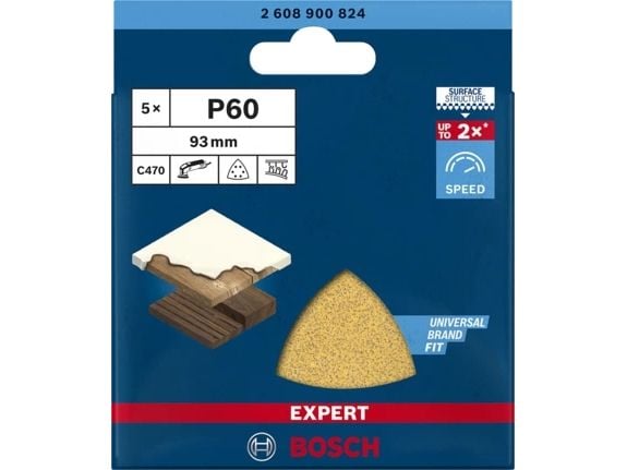 Bosch 2 608 900 824, Sand-papir, Tre, Bosch, Brun, 93 mm, 93 mm