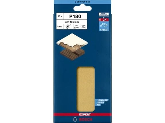 Bosch 2 608 900 857, Sand-papir, Tre, Bosch, Brun, Rektangulær, 93 mm