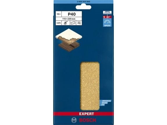 Bosch 2 608 900 860, Sand-papir, Tre, Bosch, Brun, Rektangulær, 115 mm