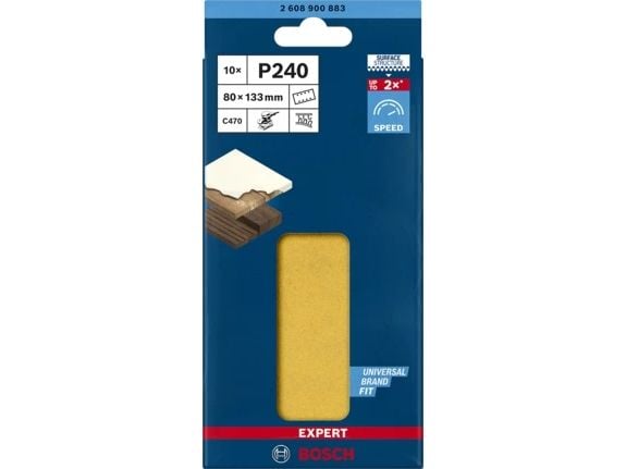 Bosch 2 608 900 883, Sand-papir, Tre, Bosch, Brun, Rektangulær, 80 mm