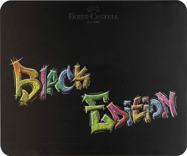 FABER-CASTELL kolmiomaiset värikynät Black Edition, 100 kpl kolmiomaisia, mustaa puuta, superpehmeä lyijy - 1 kpl (116490)