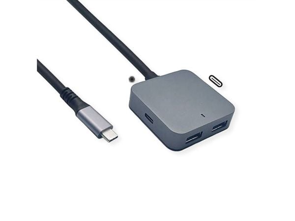 VALUE USB 3.2 Gen 2 Hub, 4 porter (2x A + 2x C), med skjøtekabel, 3m