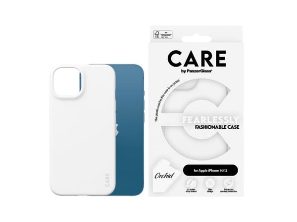 CARE by PanzerGlass - bakdeksel til mobiltelefon - termoplastisk polyuretan (TPU) - hvit orkidé - for Apple iPhone 13, 14