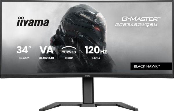 Iiyama GCB3482WQSU-B1 - LED-skjerm - gaming - kurvet - 34" - 3440 x 1440 WQHD @ 120 Hz - VA - 500 cd/m² - 3000:1 - 0.6 ms - 2xHDMI, DisplayPort - h...