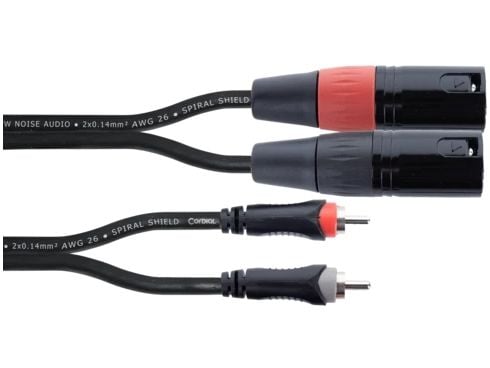 Cordial 14847, 2 x XLR (3-pin), Hankjønn, 2 x RCA, Hankjønn, 1 m, Svart, Rød