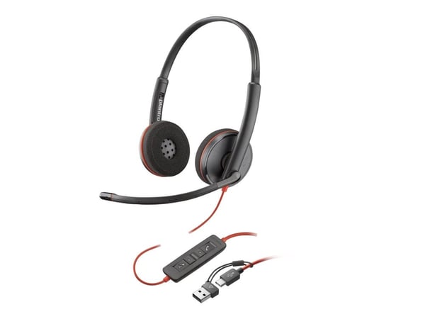 Poly Blackwire 3220 - Blackwire 3200 Series - hodesett - on-ear - kablet - USB-C - svart - Skype Certified, Cisco Jabber Certified, Avaya Certified...