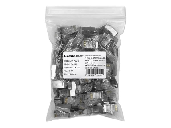 Qoltec - Nettverkkontakt - RJ-45 (hann) - FTP - CAT 5e - sølv (en pakke 100)