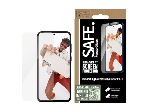 SAFE. by PanzerGlass - Skjermbeskyttelse for mobiltelefon - ultrabred passform - glass - for Samsung Galaxy A35, A55, S24 FE