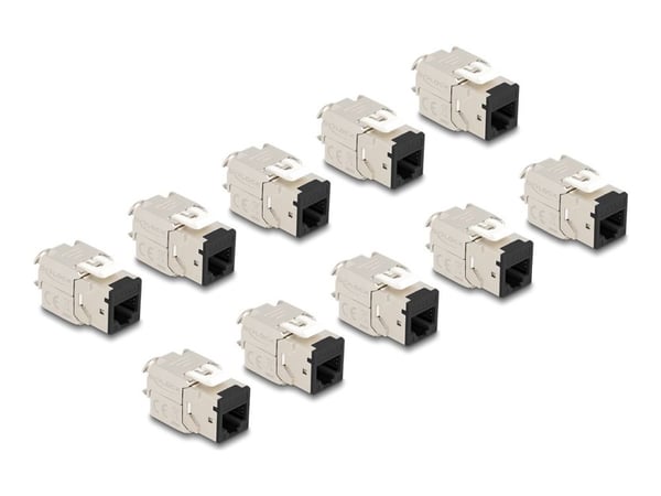Delock - Keystone module - RJ-45 (hunn) til LSA (hunn) - STP - CAT 6a - svart (en pakke 10)