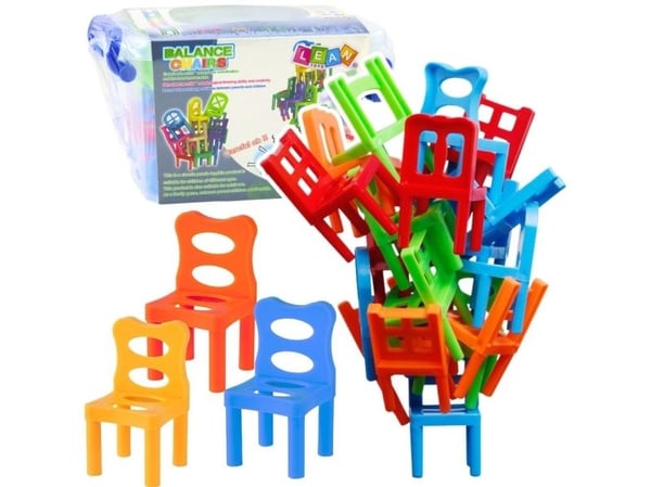 LeanToys ferdighetsspill fallende balanserende stoler 36 deler fargerike LEAN Toys