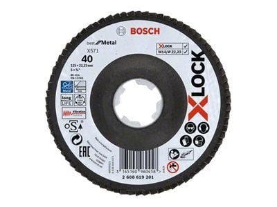 Bosch Best for Metal X571 - Klaffplate - for metall, rustfritt stål - 125 mm - X-LOCK - grovkorn: 40