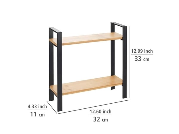 WENKO Lou, Hjørnehylle, Frittstående, Bamboo, Metall, Sort, Tre, Kjøkken, 2 hyller