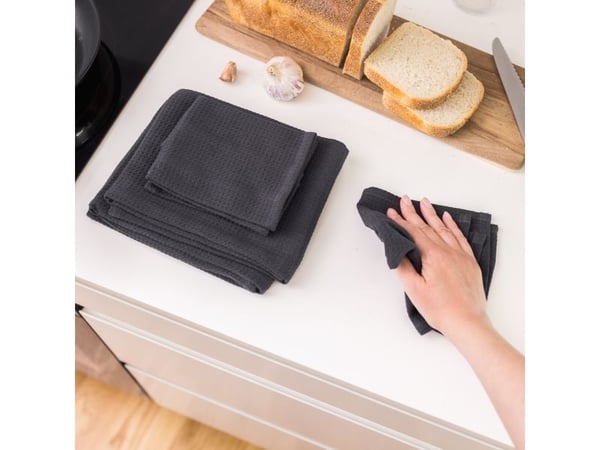 Olsen Home vaffelhåndklær 28x28 cm – 3-pak magnet grey