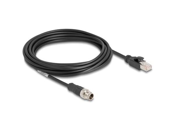 Delock M12 kabel X-kodet 8 pins plugg til RJ45 plugg PVC 5 m
