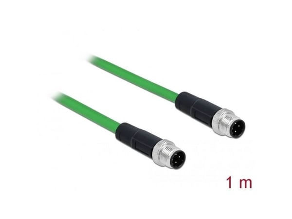 Delock - Nettverkskabel - 4-pins M12 (hann) til 4-pins M12 (hann) - 1 m - SF/FTP - halogenfri - grønn