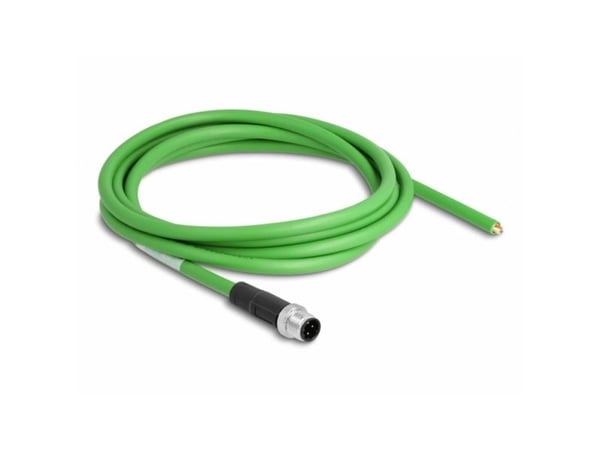 Delock - Koblingskabel - 4 pin M12-D (hann) til uisolert tråd - 2 m - 6.5 mm - SF/UTP - halogenfri - grønn