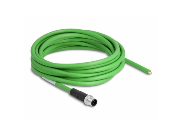 Delock - Koblingskabel - 4 pin M12-D (hann) til uisolert tråd - 5 m - 6.5 mm - SF/UTP - halogenfri - grønn