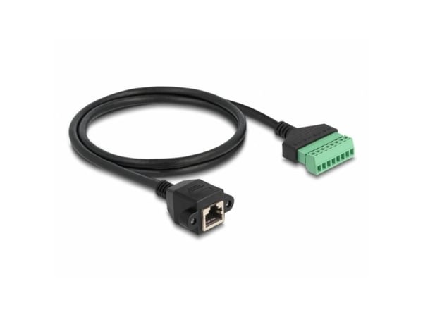 Delock - Nettverkadapterkabel - 8-pins terminalblokk (hunn) til RJ-45 (hunn) skrubar - 1 m - UTP - CAT 6 - svart/grønn