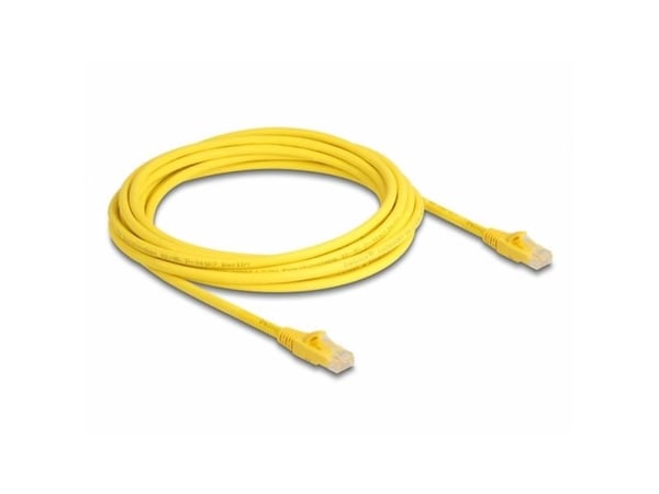 Delock - Koblingskabel - RJ-45 (hann) til RJ-45 (hann) - 5 m - 6.1 mm - UTP - CAT 6a - halogenfri, formstøpt, uten hindringer, Fast Tracing - gul