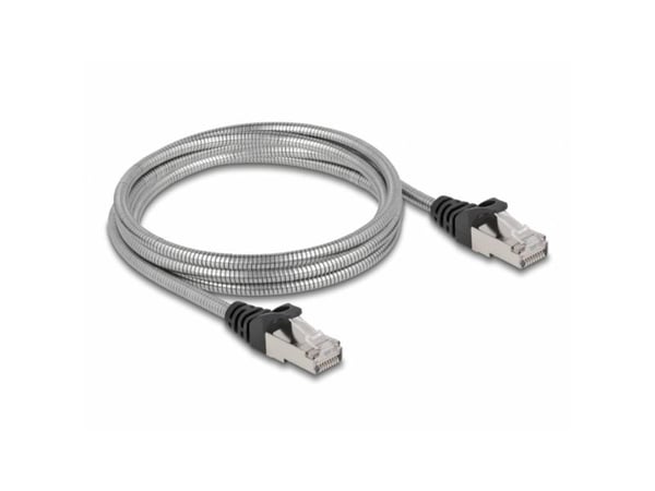 Delock - Koblingskabel - RJ-45 (hann) til RJ-45 (hann) - 2 m - 4.9 mm - U/FTP - CAT 6a - halogenfri, formstøpt, uten hindringer - sølv