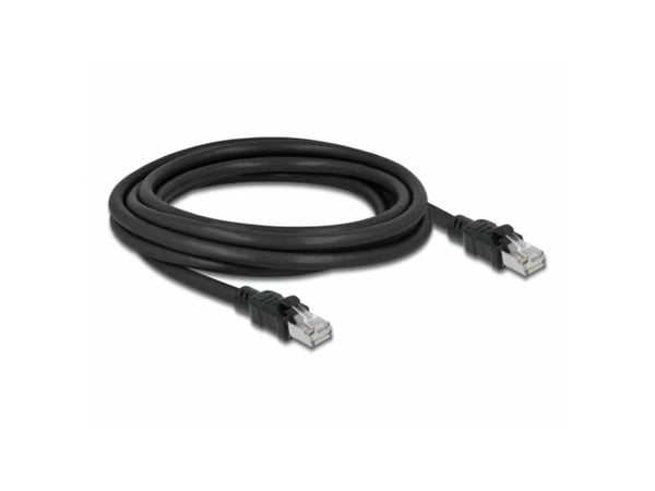 Delock - Patchkabel - RJ-45 (hann) til RJ-45 (hann) - 3 m - 7,7 mm - brettet uskjermet tvunnet par (F/UTP) - CAT 6a - halogenfri - svart