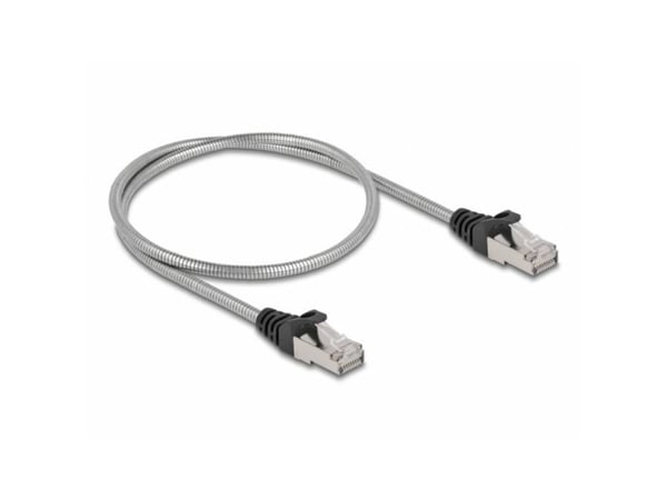 Delock - Koblingskabel - RJ-45 (hann) til RJ-45 (hann) - 50 cm - 4.9 mm - U/FTP - CAT 6a - halogenfri - sølv