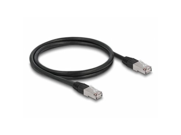 Delock - Koblingskabel - RJ-45 (hann) til RJ-45 (hann) - 1 m - 7 mm - S/FTP - CAT 6a - halogenfri, utendørs - svart