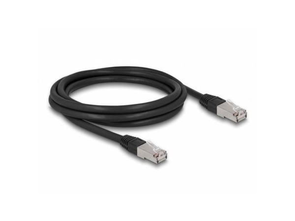 Delock - Koblingskabel - RJ-45 (hann) til RJ-45 (hann) - 2 m - 7 mm - S/FTP - CAT 6a - halogenfri, utendørs - svart