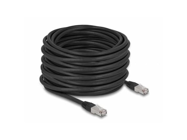 Delock - Koblingskabel - RJ-45 (hann) til RJ-45 (hann) - 20 m - 7 mm - S/FTP - CAT 6a - halogenfri, utendørs - svart