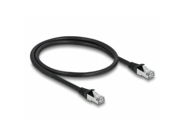 Delock - Koblingskabel - RJ-45 (hann) til RJ-45 (hann) - 50 cm - 6 mm - S/FTP - CAT 6a - formstøpt, utendørs, uten hindringer - svart