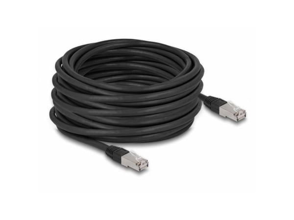Delock - Koblingskabel - RJ-45 (hann) til RJ-45 (hann) - 15 m - 7 mm - S/FTP - CAT 6a - halogenfri, formstøpt, utendørs - svart