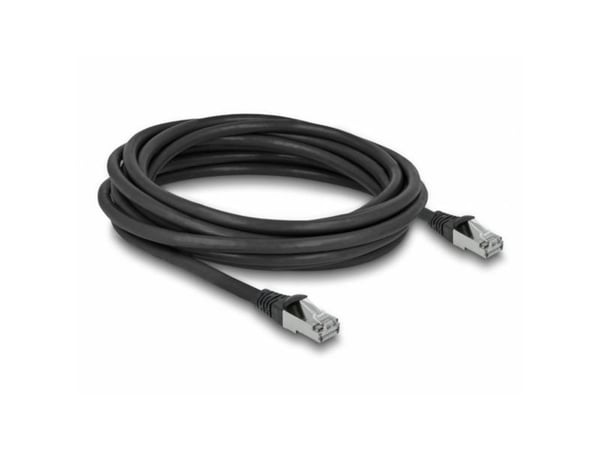 Delock - Koblingskabel - RJ-45 (hann) til RJ-45 (hann) - 5 m - 6 mm - S/FTP - CAT 6a - formstøpt, utendørs, uten hindringer - svart