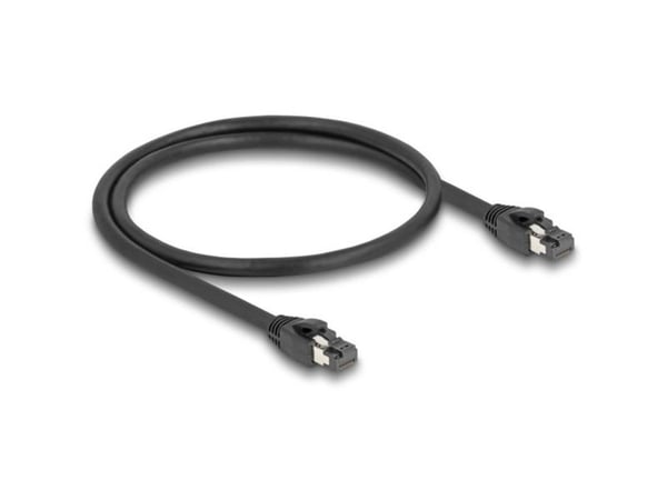 Delock - Koblingskabel - RJ-45 (hann) til RJ-45 (hann) - 50 cm - 7.5 mm - SFTP, PiMF - CAT 8.1 - halogenfri, uten hindringer - svart